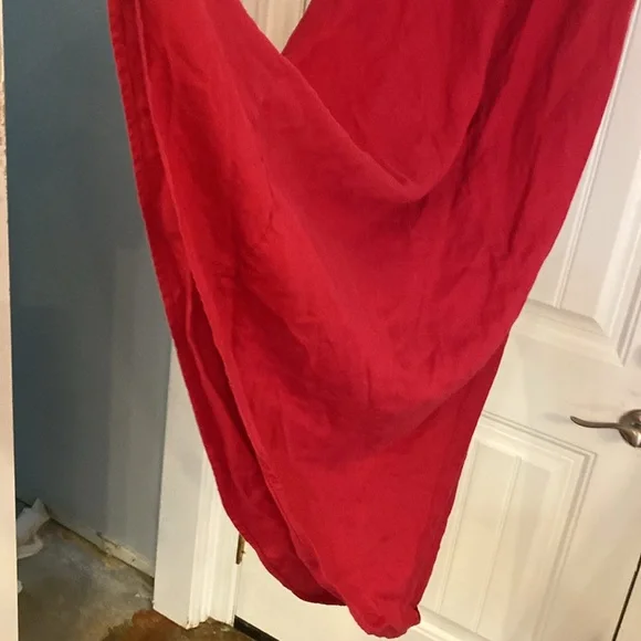 Spiegel 100% Linen (Flax) Cranberry Red long zippered tailored dress flaws pic 3 - Picture 8 of 15